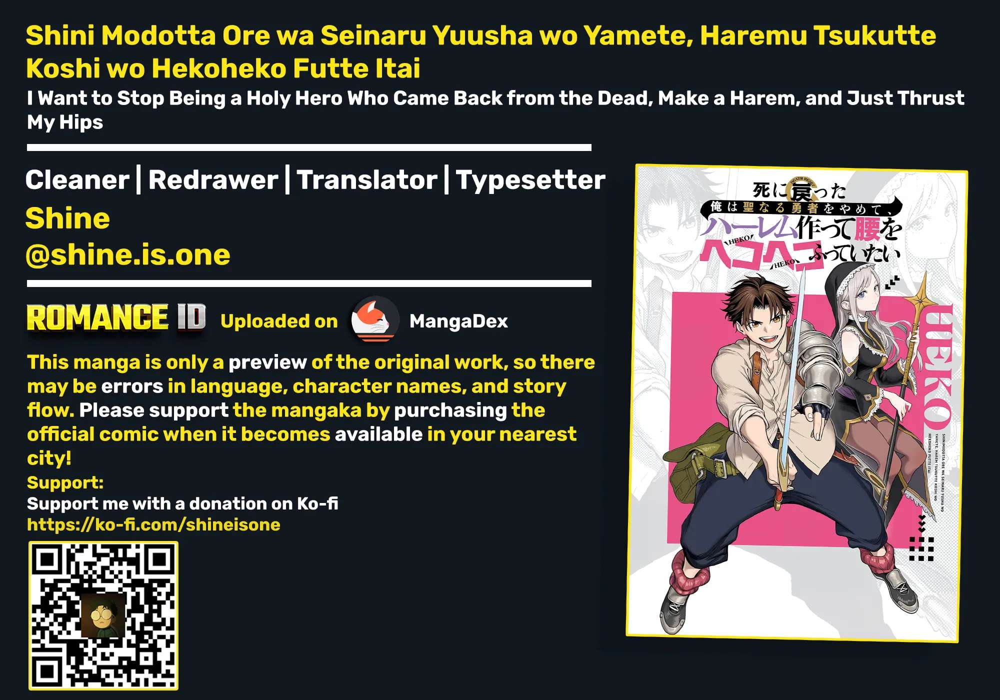 Shinimodotta Ore wa Seinaru Yuusha o Yamete, Harem Tsukutte Koshi o Hekoheko Futteitai Chapter 1 - page 1