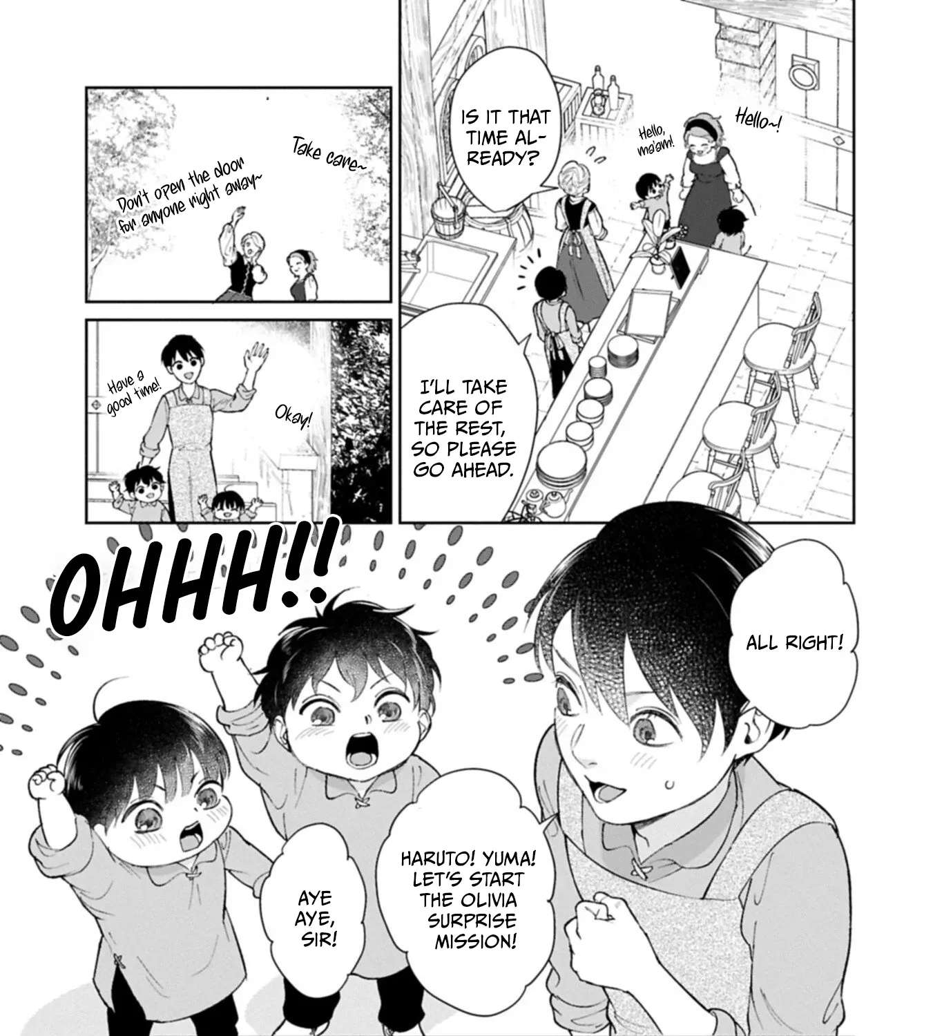 Ashita mo Ii Hi de Arimasu You ni.: Isekai de Atarashii Kazoku ga Dekimashita: San Kyoudai no Hokkori Gohan Nikki Chapter 5 - page 43