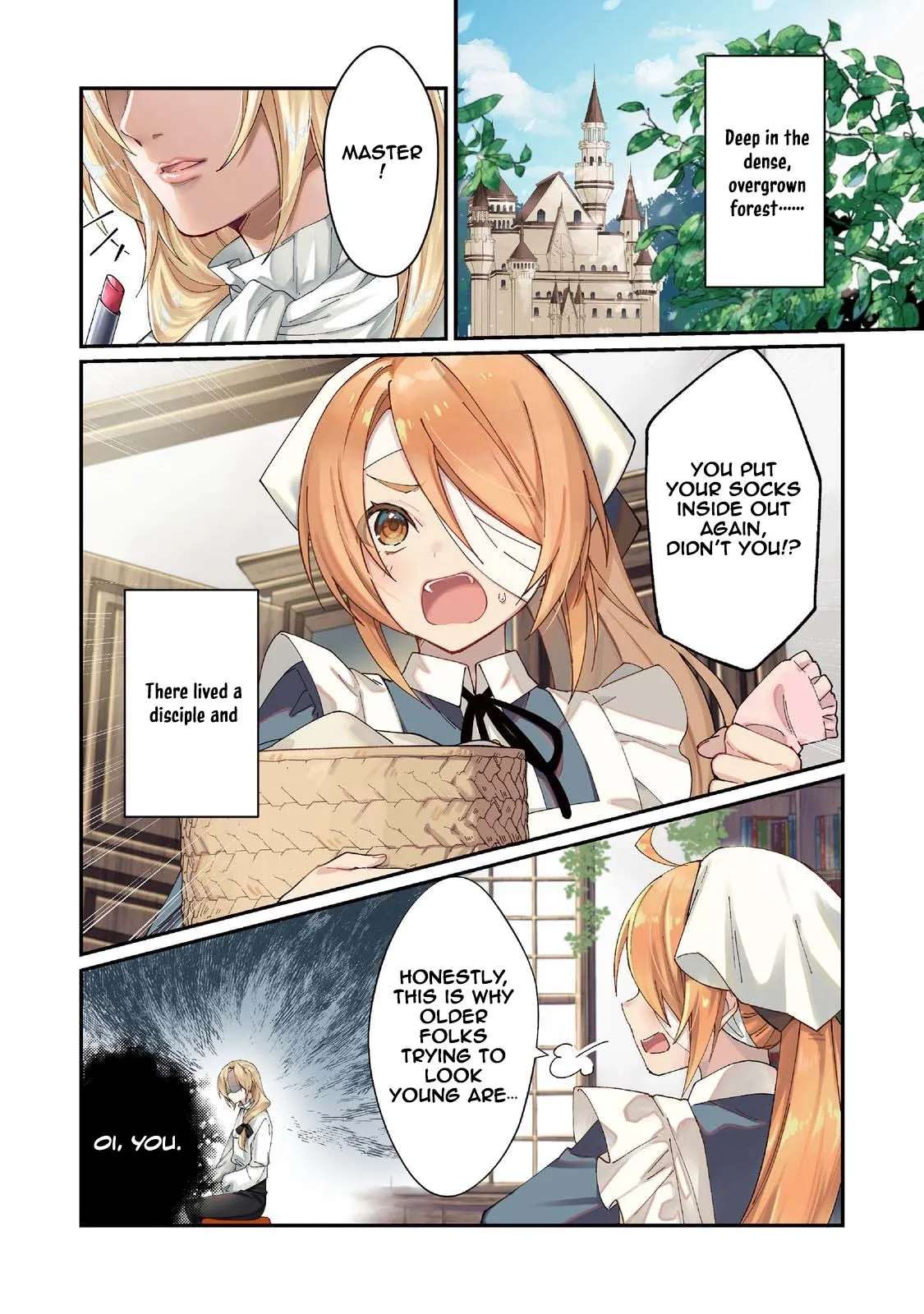 Hiroware Deshi to Birei Majutsushi ~Monogusa Shishou no Kutsushita Sagashi wa Kyou mo Taihendesu~ @COMIC Chapter 1 - page 1