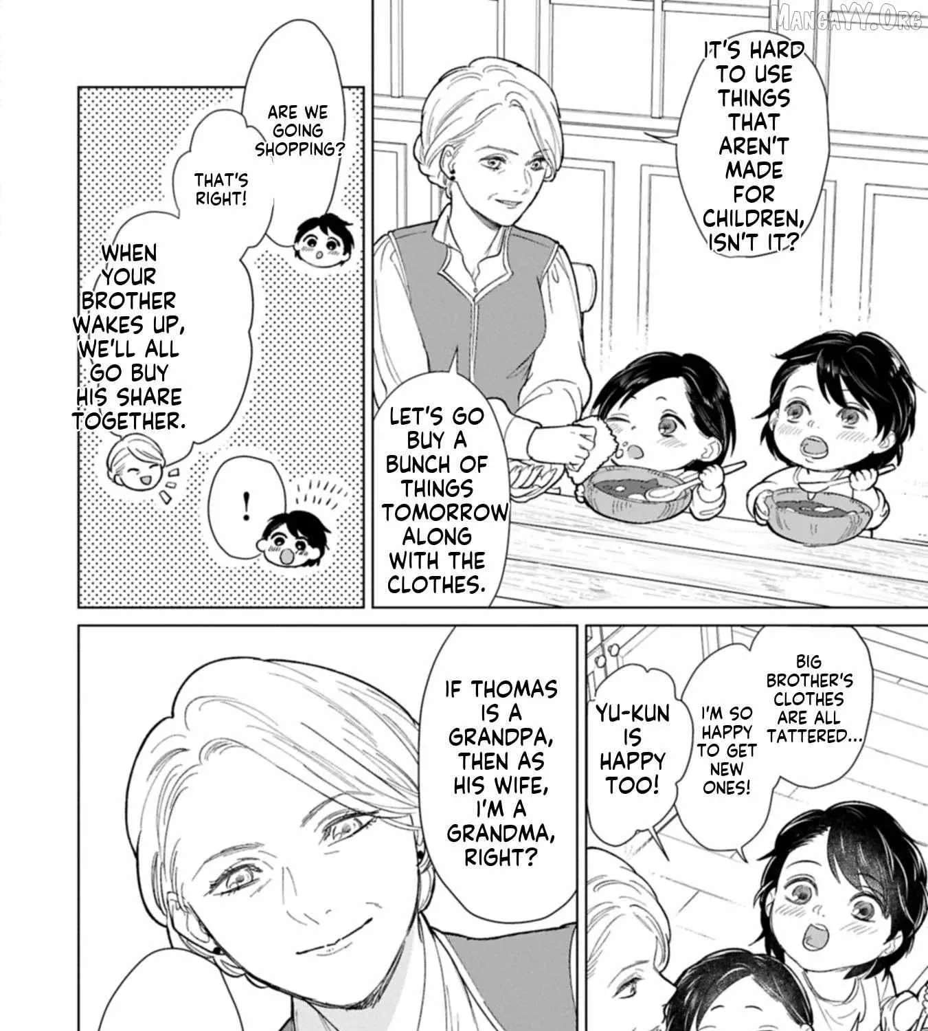 Ashita mo Ii Hi de Arimasu You ni.: Isekai de Atarashii Kazoku ga Dekimashita: San Kyoudai no Hokkori Gohan Nikki Chapter 1 - page 52
