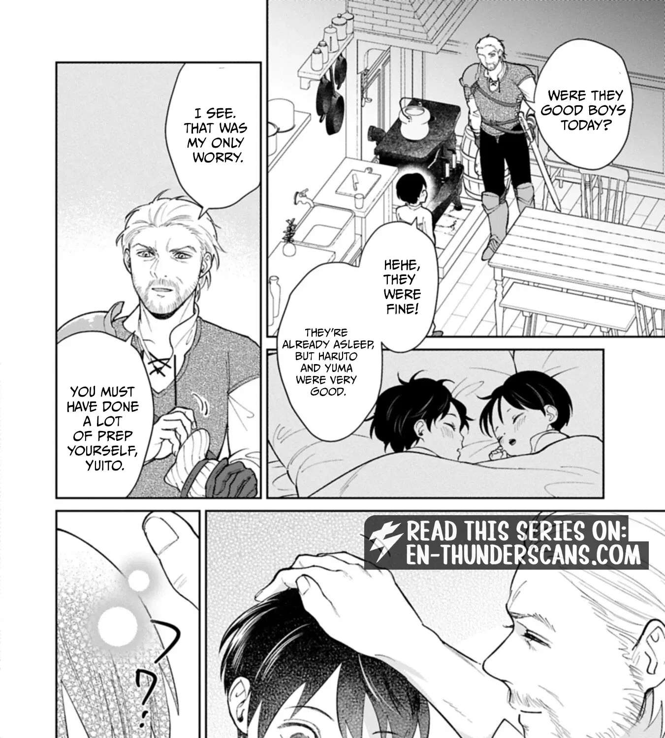 Ashita mo Ii Hi de Arimasu You ni.: Isekai de Atarashii Kazoku ga Dekimashita: San Kyoudai no Hokkori Gohan Nikki Chapter 5 - page 57